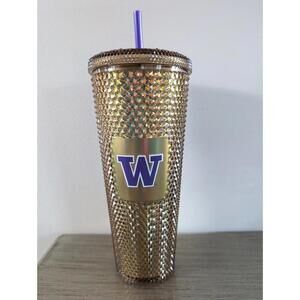 Starbucks UW University of Washington Gold Studded Cold Cup Tumbler - 24oz